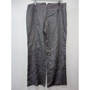 Promod Women's Grey Wide-Leg Linen Blend Trousers, Size 16